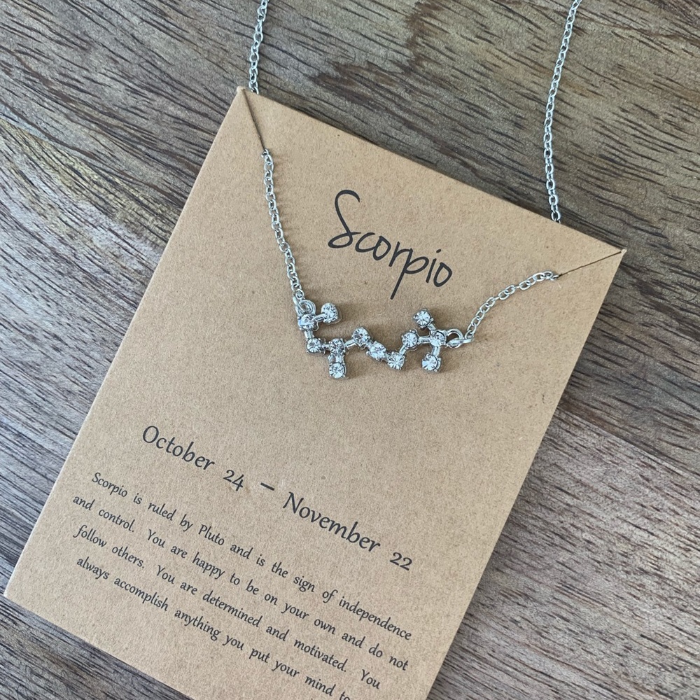 Scorpio Zodiac Constellation Silver Stars Necklace - Picture 6 of 6